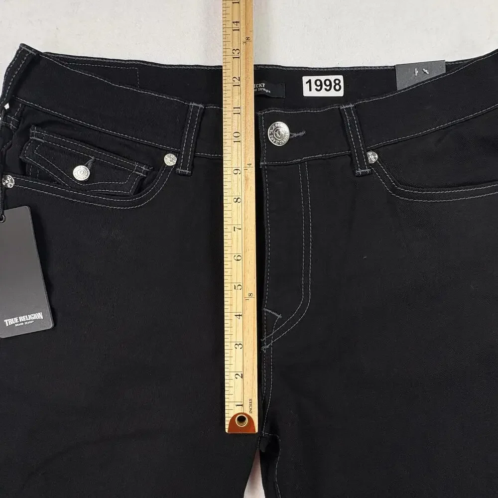 True Religion Ricky Jeans Mens 34x31 Black Relaxed Straight Stretch Denim Rinse